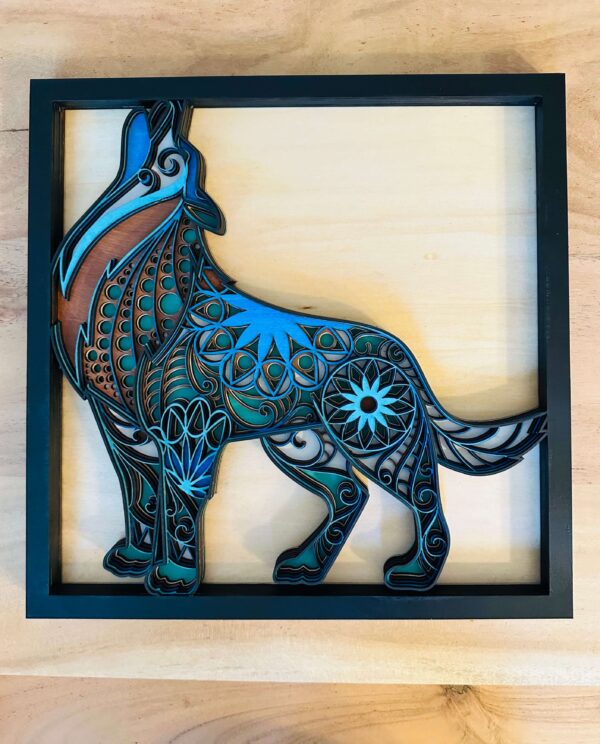 Multi-Layer Wolf Wood Art Calgary