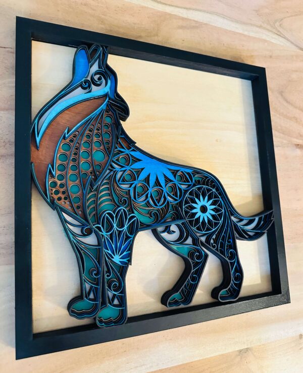 Multi-Layer Wolf Wood Art Calgary